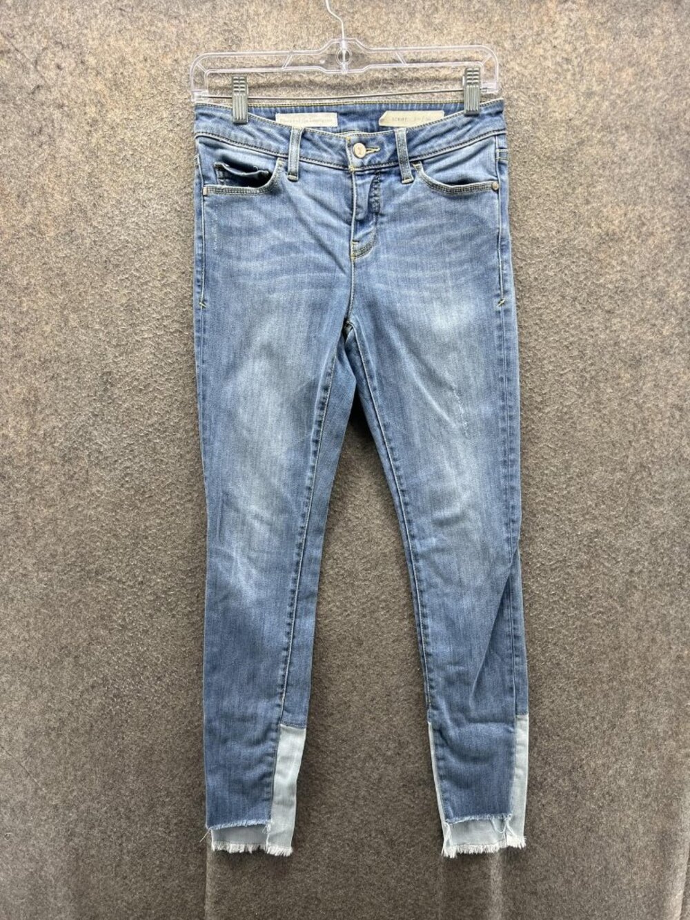 Pilcro And The Letterpress Script Jeans Womens 26 Blue Skinny Raw Hem Pants